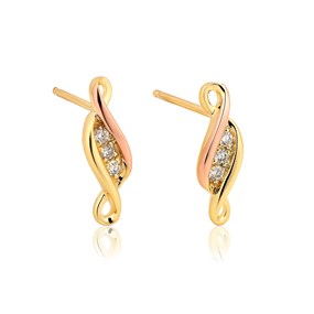 Clogau 9ct Yellow And Rose Gold Past Present Future Stud Earrings - G44191