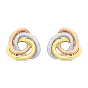 9ct Three Colour Gold Knot Stud Earrings - 8mm - G4635