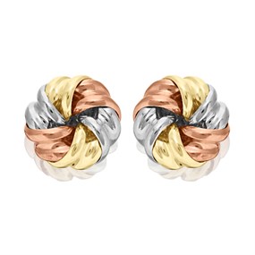9ct Gold Three Colour Twist Stud Earrings - 6mm - G4639