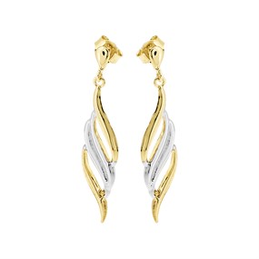 9ct Gold Three Colour Flame Drop Earrings - 35mm drop - G4815