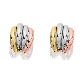 9ct Gold Three Colour Stud Earrings - 10mm - G4921