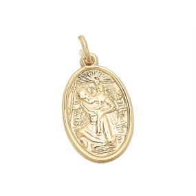 9ct Gold Oval St. Christopher Medallion - 15mm - G5321