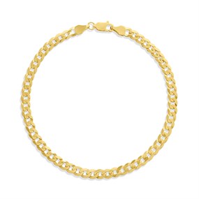 9ct Gold 5mm Faceted Curb Chain Bracelet - G5670