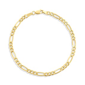 9ct Gold 4mm Wide Figaro 8.5in Bracelet - G5673