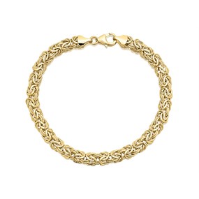Aureus 9ct Bonded Gold On Sterling Silver Byzantine Bracelet - 7.5in - G6008