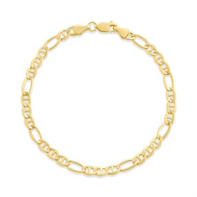 Bonded Silver / 9ct Gold 7.5in Figarucci Brlt - G60114