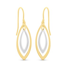 Aureus 9ct Bonded Gold On Sterling Silver Two Colour Open Drop Earrings - G60136
