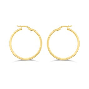 Aureus 9ct Bonded Gold On Sterling Silver 25mm Tube Hoop Earrings - G60178