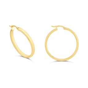 Aureus 9ct Bonded Gold On Sterling Silver 25mm Hoop Earrings - G60179