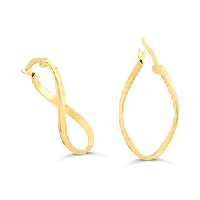 Aureus 9ct Bonded Gold On Sterling Silver Two Colour Twisted Hoop Earrings - G60180