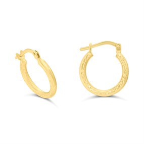 Aureus 9ct Bonded Gold On Sterling Silver Small Faceted Hoop Earrings - 15mm - G60184