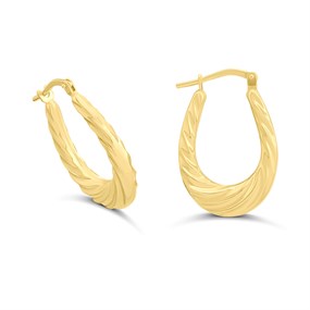 Aureus 9ct Bonded Gold On Sterling Silver Twisted Creole Hoop Earrings - 27mm - G60187