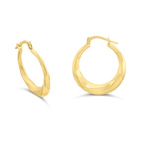 Aureus 9ct Bonded Gold On Sterling Silver Twisted Hoop Earrings - 20mm - G60189