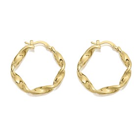 Aureus 9ct Bonded Gold On Sterling Silver Twisted Hoop Earrings - G6020