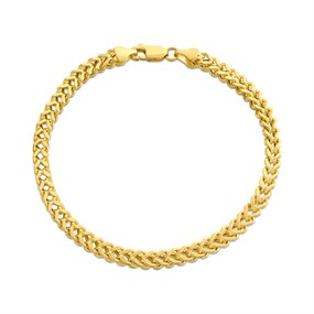 Aureus 9ct Bonded Gold On Sterling Silver Franco Square Bracelet - G6041