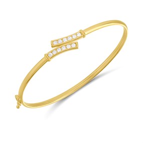 Aureus 9ct Bonded Gold On Sterling Silver Cubic Zirconia Bangle - G6047