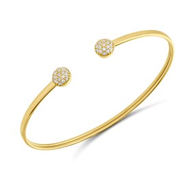 Aureus 9ct Bonded Gold On Sterling Silver Cubic Zirconia Torque Bangle - G6048