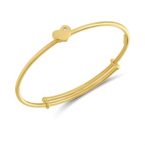 Aureus 9ct Bonded Gold On Sterling Silver CZ Heart Expanding Baby Bangle - G6050