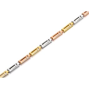 9ct Three Colour Gold Greek Key Bracelet - 7.25in - G6490