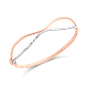 9ct Rose and White Bar Bangle - G8464