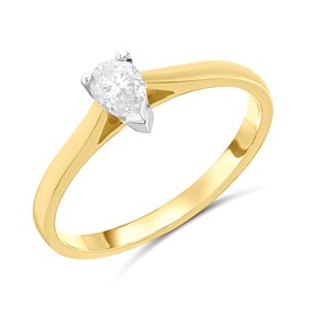 18ct Yellow Gold Diamond Solitaire Engagement Ring - 34pts - F/I1 - H03197