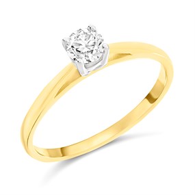 18ct Yellow Gold Diamond Solitaire Engagement Ring - 35pts - F/I2 - H03235