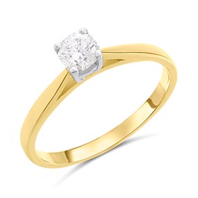 18ct Yellow Gold Diamond Solitaire Engagement Ring - 37pts - H/I2 - H03376