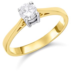 18ct Yellow Gold Diamond Solitaire Engagement Ring - 42pts - Certificated - H0402