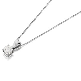 18ct White Gold Diamond Solitaire Pendant - 50pts - G/I2 - H051032