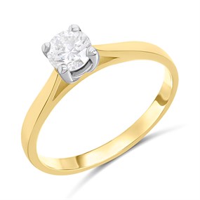 18ct Yellow Gold Diamond Solitaire Engagement Ring - 50pts - H/I2 - H051071
