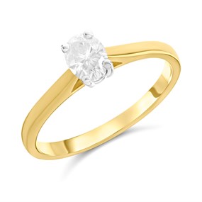18ct Yellow Gold Diamond Solitaire Engagement Ring - 50pts - Certificated - H051259