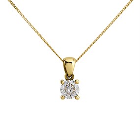 18ct Yellow Gold Diamond Solitaire Pendant - 70pts - G/I1 - H0734