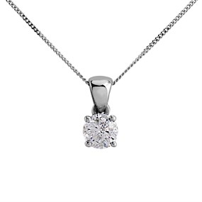 18ct White Gold Diamond Solitaire Pendant - 79pts - F/I2 - H07402