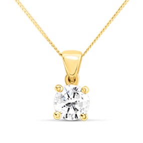 18ct Yellow Gold Diamond Solitaire Pendant - 96pts - J/I2 - H09155