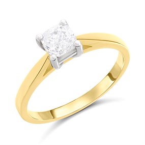 18ct Yellow Gold Diamond Solitaire Engagement Ring - 90pts - Certificated - H09219