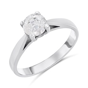 18ct White Gold Diamond Solitaire Engagement Ring - 1ct - H/I3 - H101005