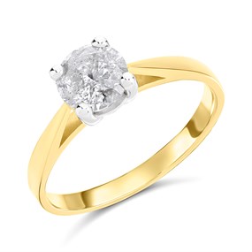 18ct Yellow Gold Diamond Solitaire Engagement Ring - 1.12ct - H/I2 - H11136