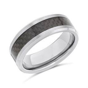 Tungsten Inlay Ring- 8mm - J0909