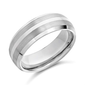 Tungsten Horizontal Panel Ring- 8mm - J0912