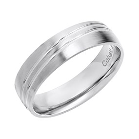 Cobalt Diagonal Double Line 6mm Band Ring - J1203