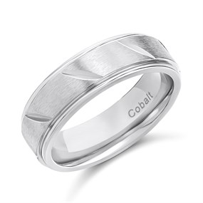 Cobalt Diagonal Pattern 7mm Band Ring - J1204