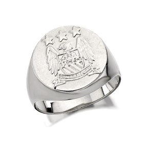 Silver Manchester City FC Round Crest Ring - J2030