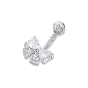 Steel Crystal Bow Belly Bar - J3538