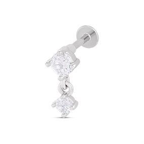 Surgical Steel Round Crystal Drop Labret Single Stud - J3919