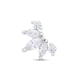 Surgical Steel Marquise Curved Labret Single Stud - J3923