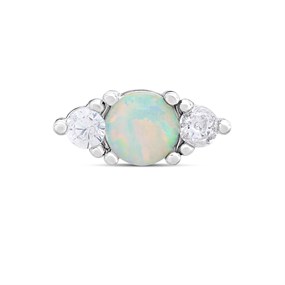 Surgical Steel Synthetic Opal Cluster Labret Single Stud - J3924