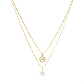 GUESS JUBN04159JW Gold Tone Crystal Double Necklace - J42238