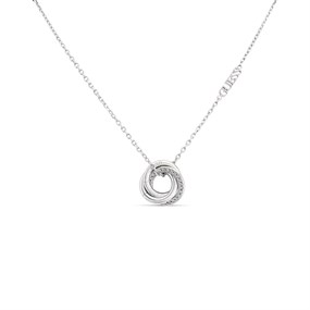 GUESS JUBN04062JW Silver Tone Crystal Mini Links Necklace - J42239