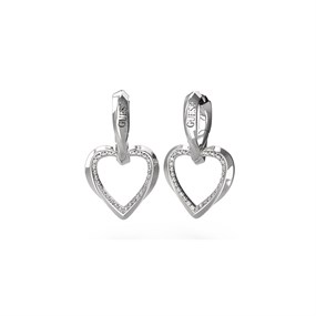 GUESS JUBE04617JWRHT/U Silver Tone Crystal Heart Earrings - J42250