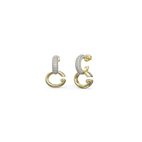 Guess UBE04521YG Gold Tone Crystal Hoop Earrings - J42255